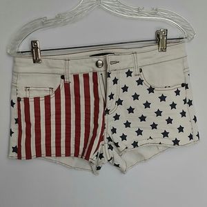Forever 21 jean shorts flag print